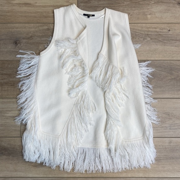 Kobi Halperin Brielle Knit Fringe‎ Vest White Romantic Western Coastal Cowgirl - Picture 1 of 13